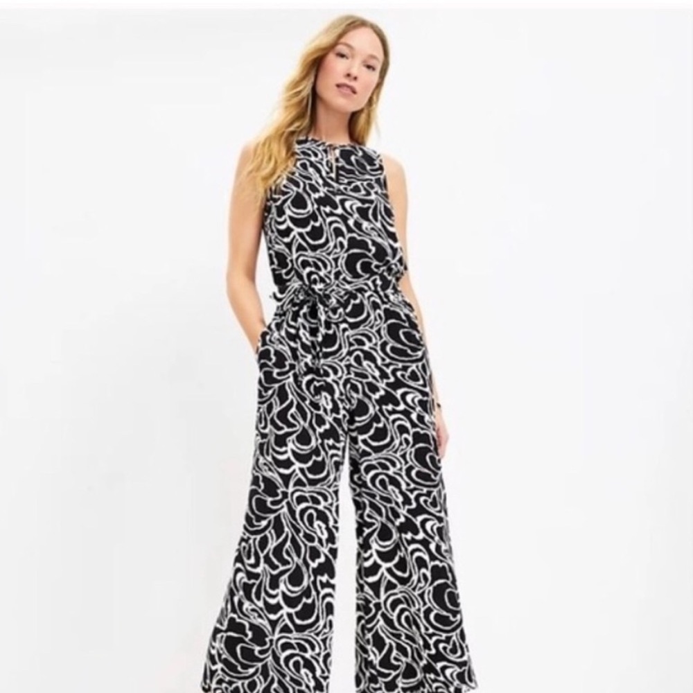 LOFT Monochrome Swirl Jumpsuit
